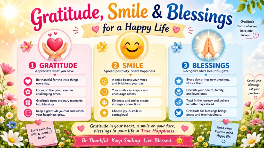 Gratitude Smile Blessings for a Happy Life